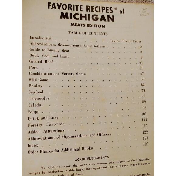 Favorite Recipes of Michigan Meats Cookbook 1965 Booklet Women's Club Vintage - Picture 3 of 11